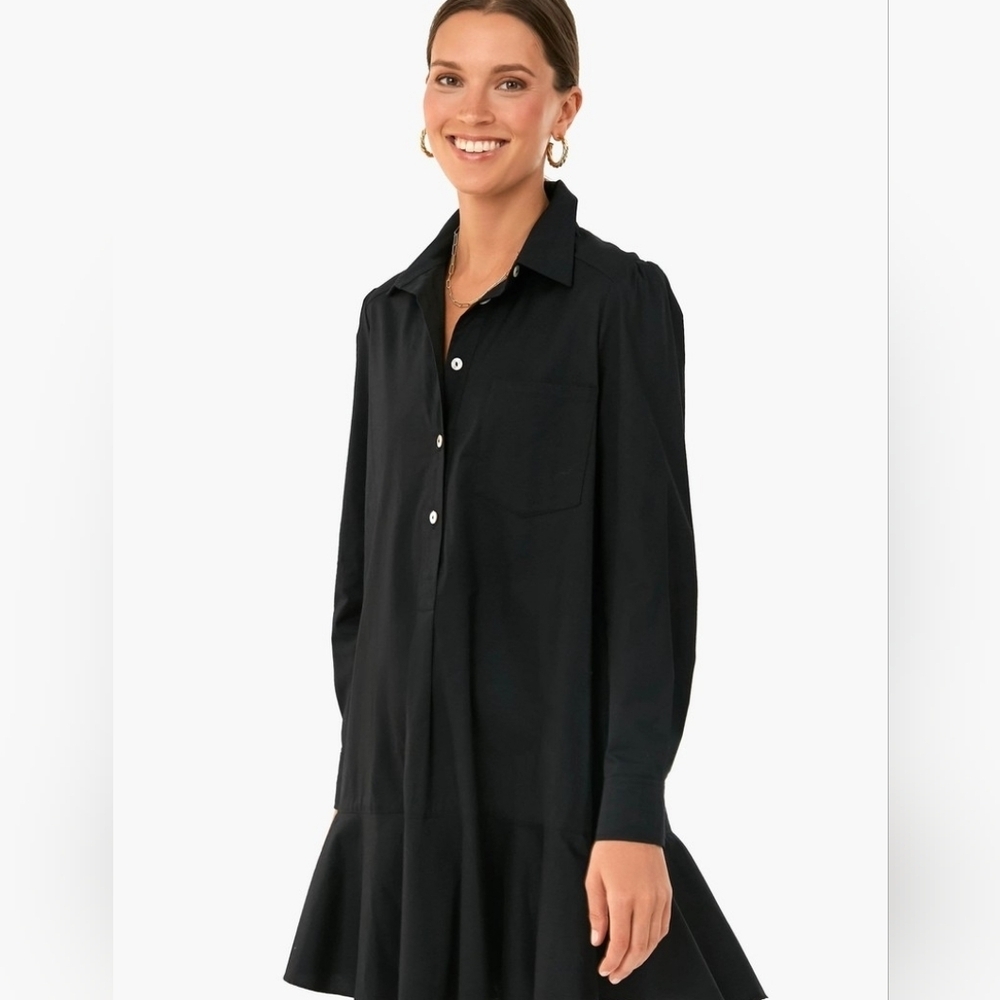 TUCKERNUCK POMANDER PLACE Black Crepe Callahan Shirt Dress Medium - Picture 2 of 12